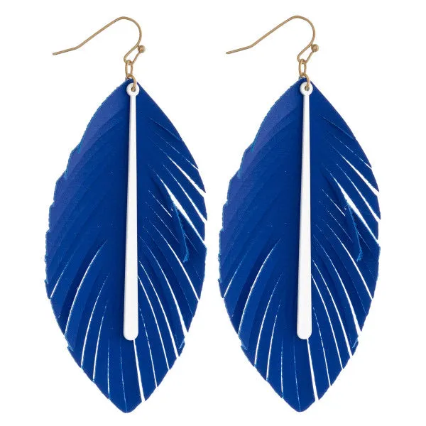 Game day royal blue feather Earrings