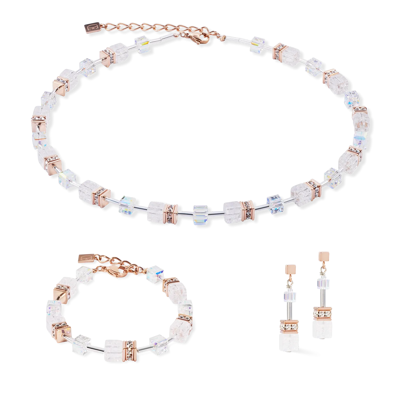 GeoCUBE® Iconic Nature earrings rosegold white
