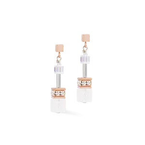 GeoCUBE® Iconic Nature earrings rosegold white