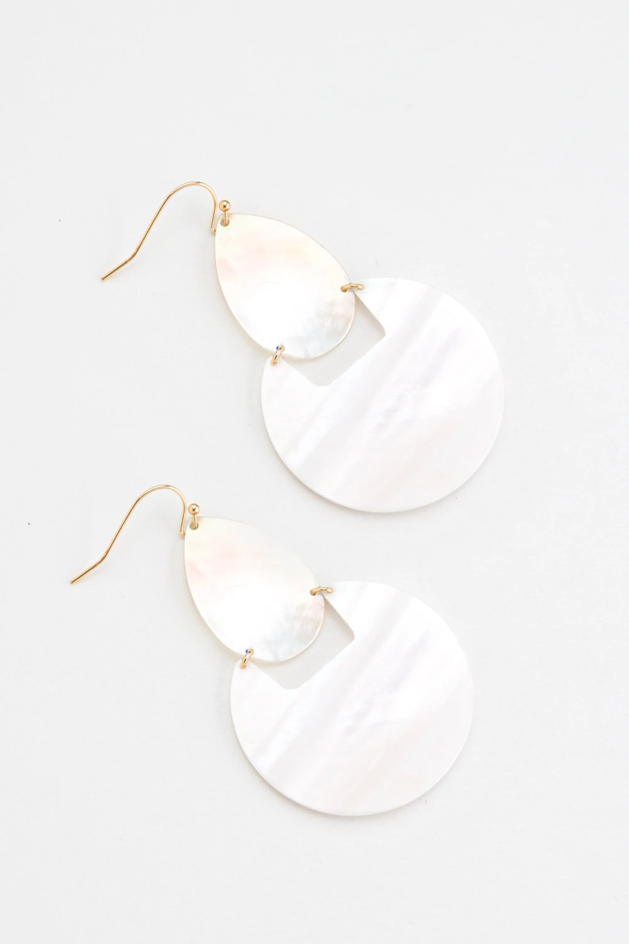 Geometric Flat Capiz Shell Dangling Earrings