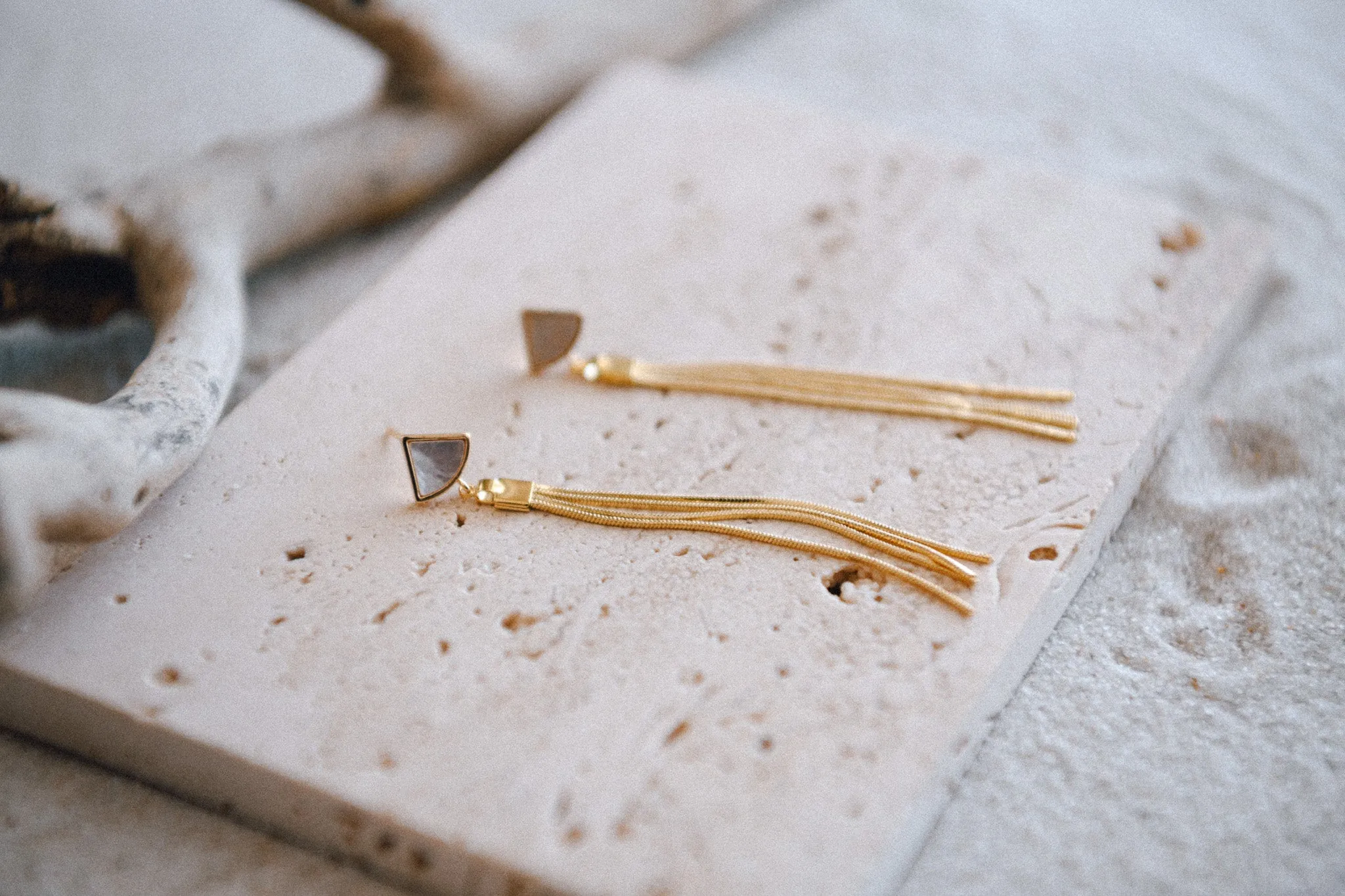 Gilded Glow Elegant Tassel Earrings