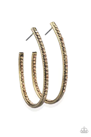 Globetrotting Glitter Brass Hoop Earrings Paparazzi