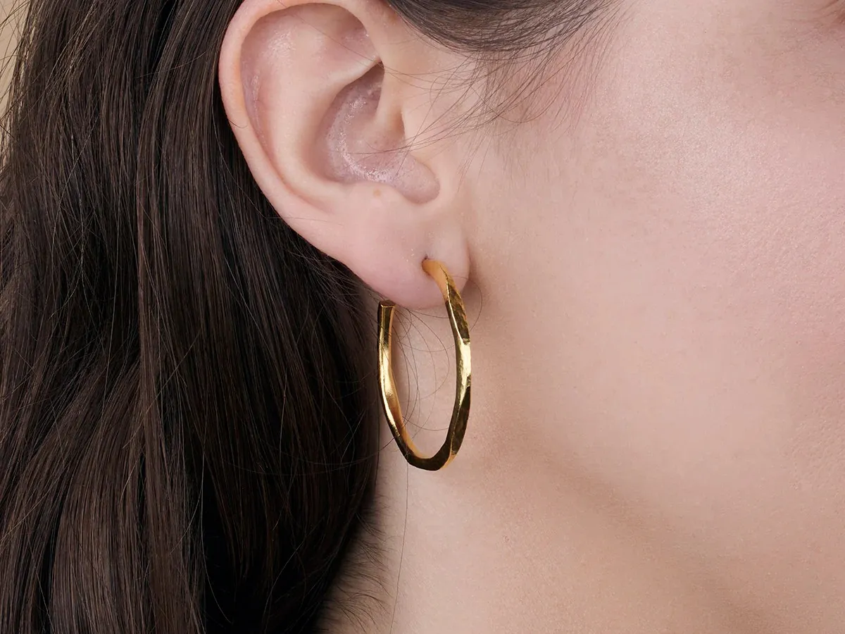 Gold 35mm Round Hoop Earrings