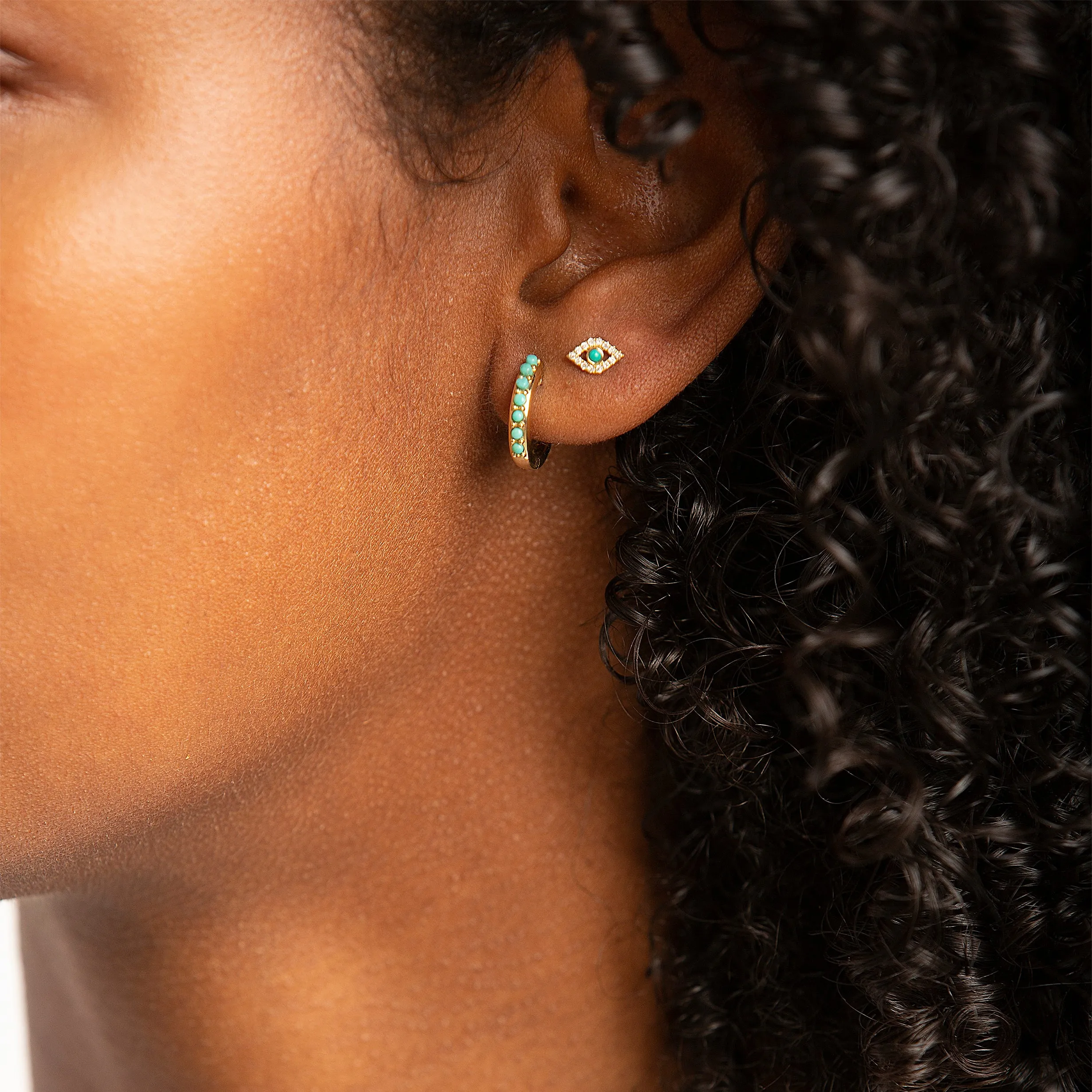 Gold & Diamond Mini Bezel Eye Stud