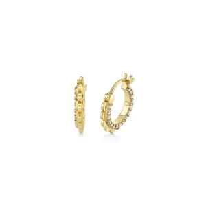 Gold & Diamond Scallop Huggies