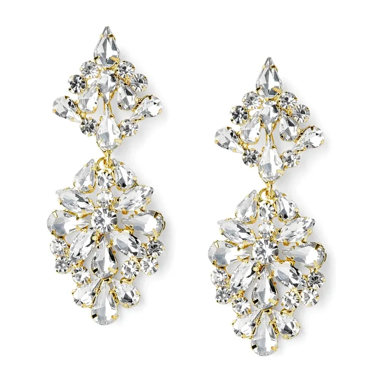 Gold and Crystal Dangle Earrings