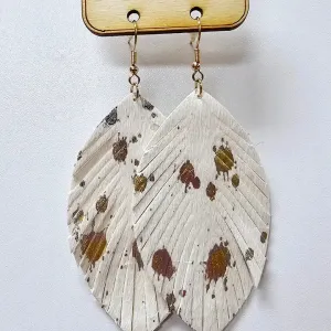 Gold and Silver Foiled Feather Earrings