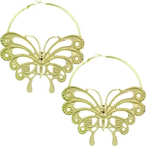 Gold Butterfly Hoop Earrings