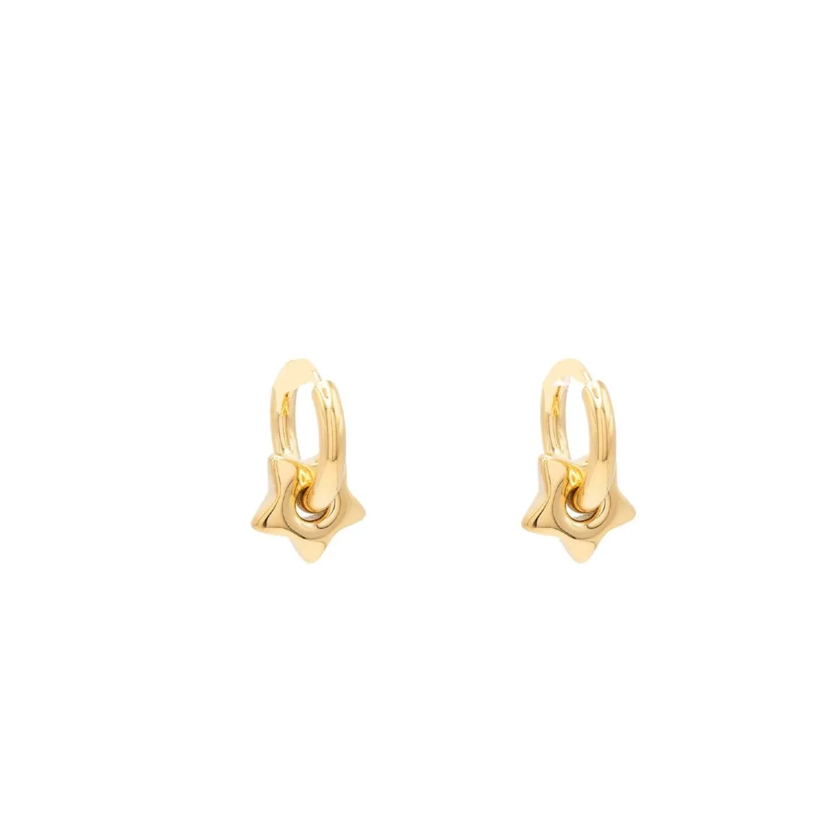 Gold Chunky Star Huggie Hoop Earring Bubble Style Geometric