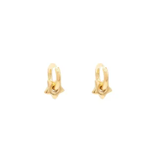 Gold Chunky Star Huggie Hoop Earring Bubble Style Geometric