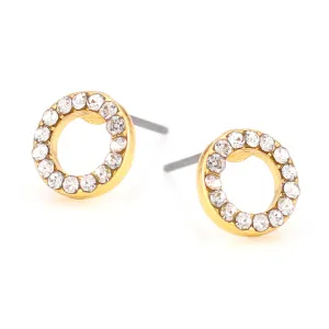 GOLD CIRCLE CRYSTAL STUD  EARRINGS #HNE87746GDCR (AA15)