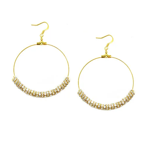 GOLD-CLEAR EARRINGS  #ER1325_G-CRY (LE6)