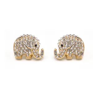 GOLD CRYSTAL ELEPHANT STUD EARRING # HNE90682GDCR(OH18)