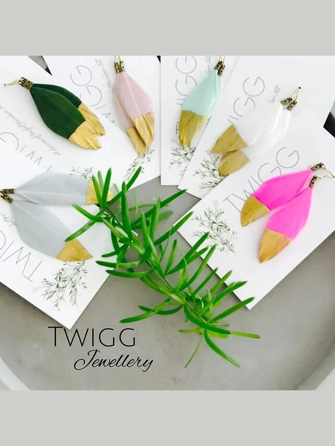 Gold Dipped Feather Earrings