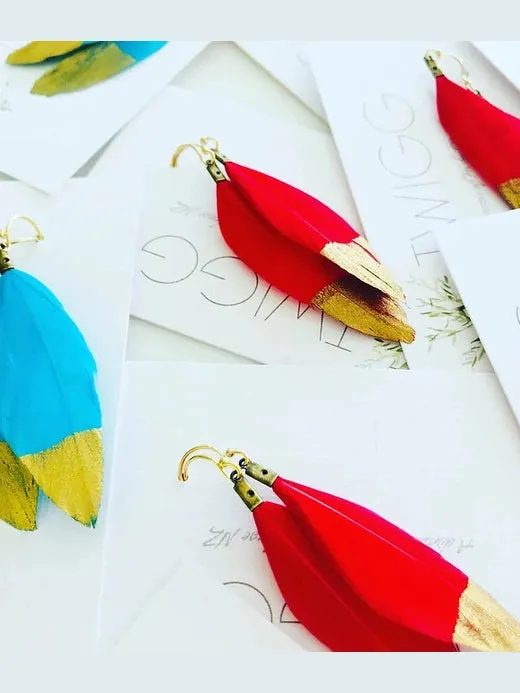 Gold Dipped Feather Earrings