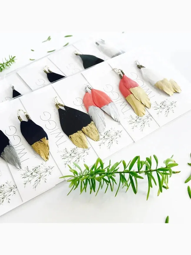 Gold Dipped Feather Earrings