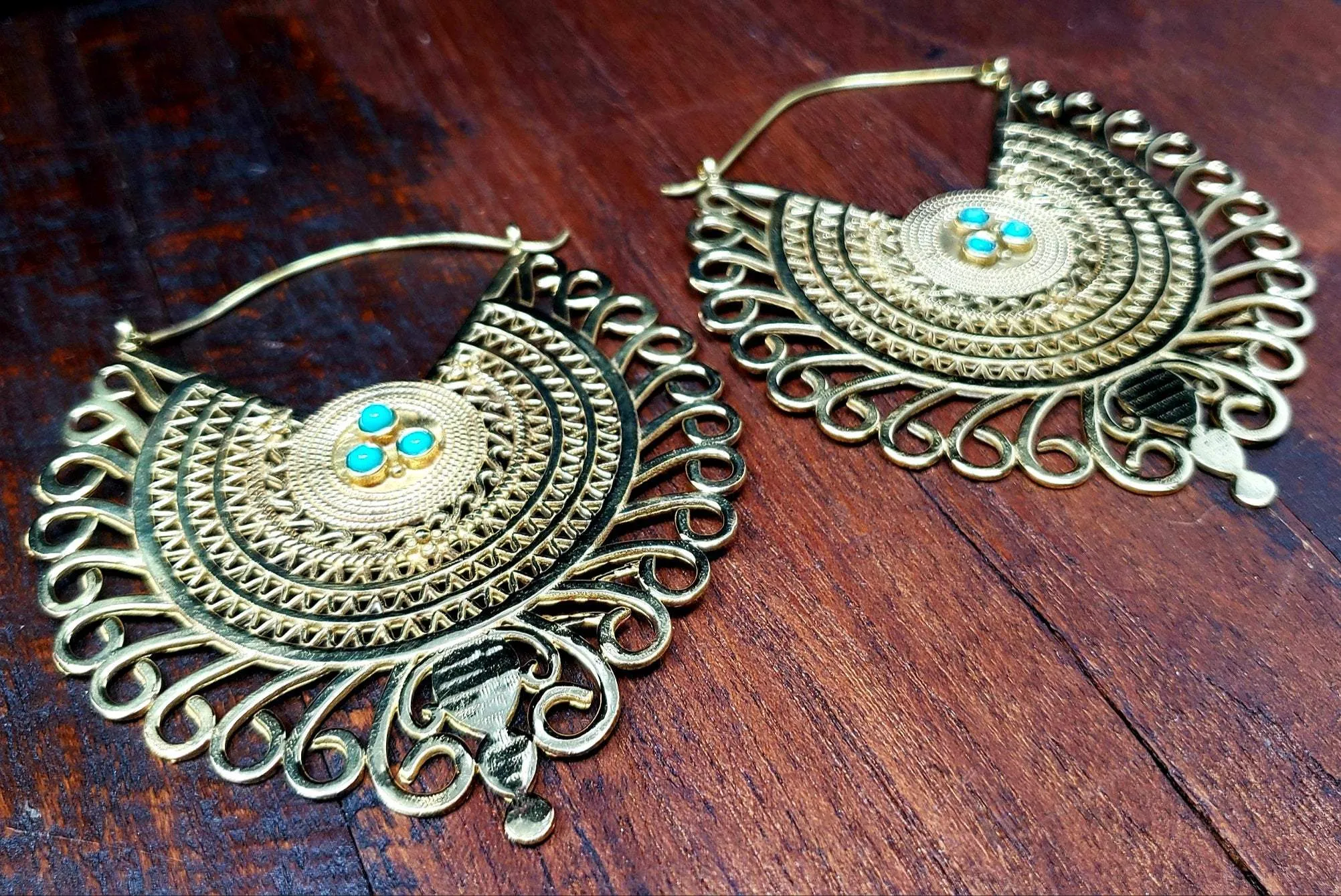 Gold Empress Turquoise Earrings