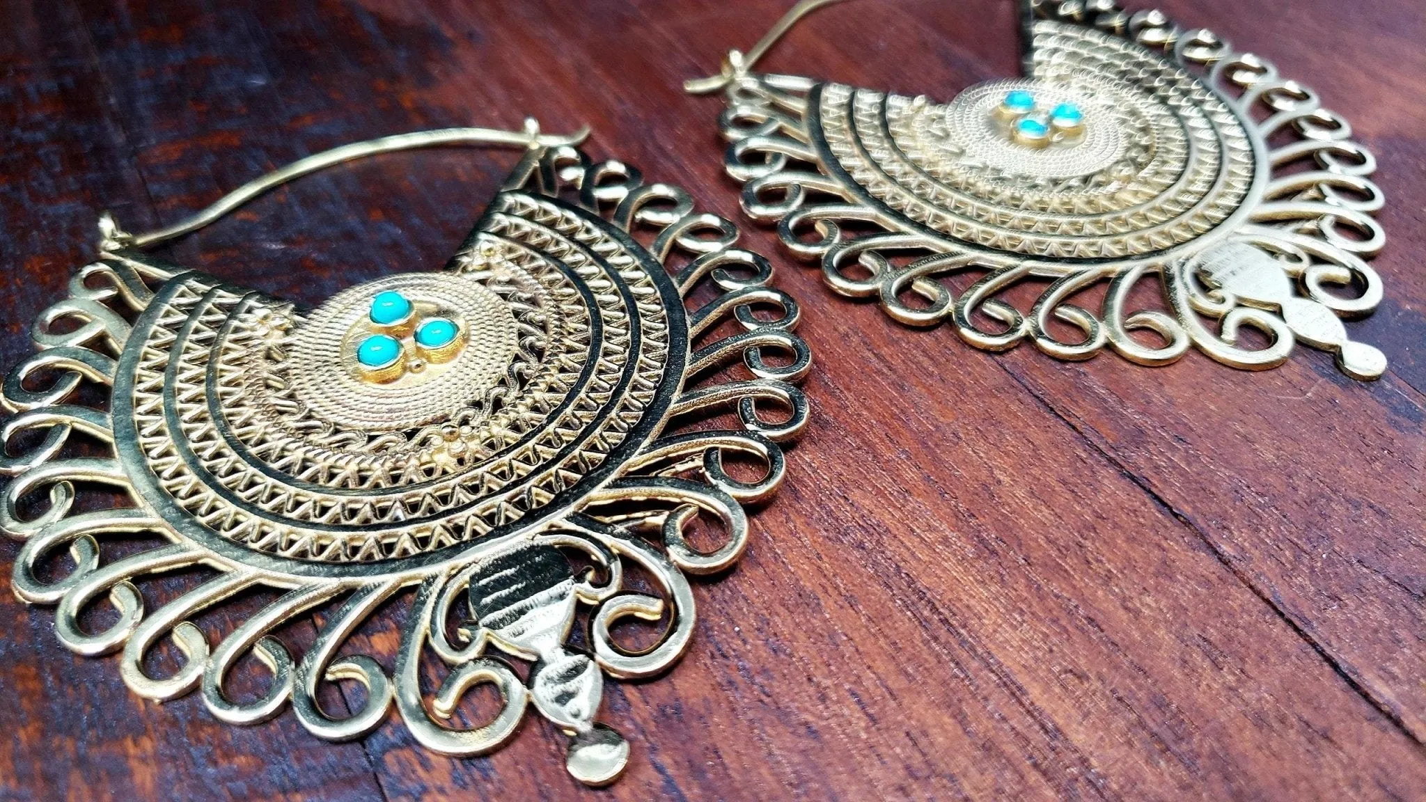 Gold Empress Turquoise Earrings