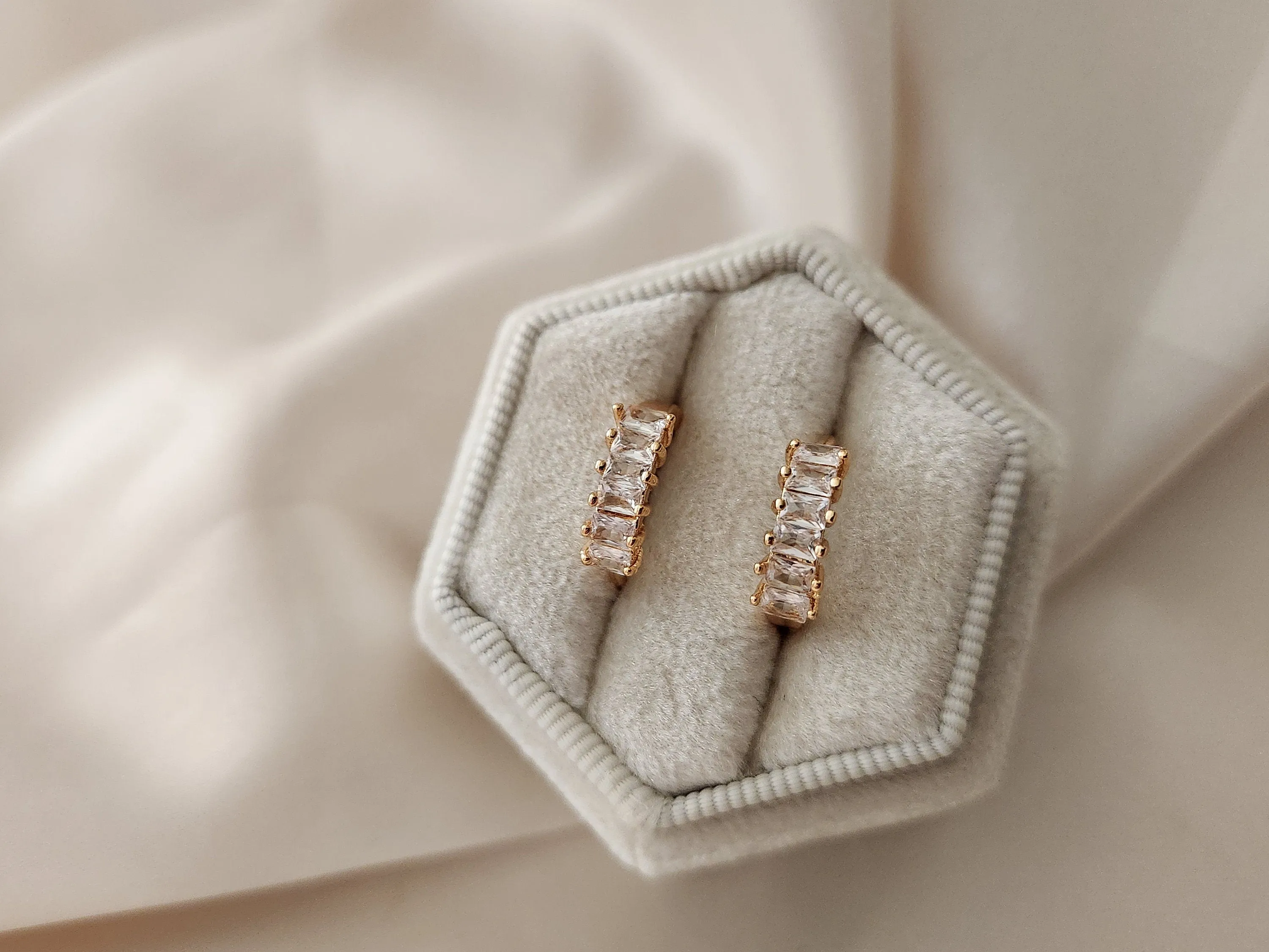 Gold Filled  Hoop CZ  Earrings ,Minimalist Jewelry, Birthday Gift.
