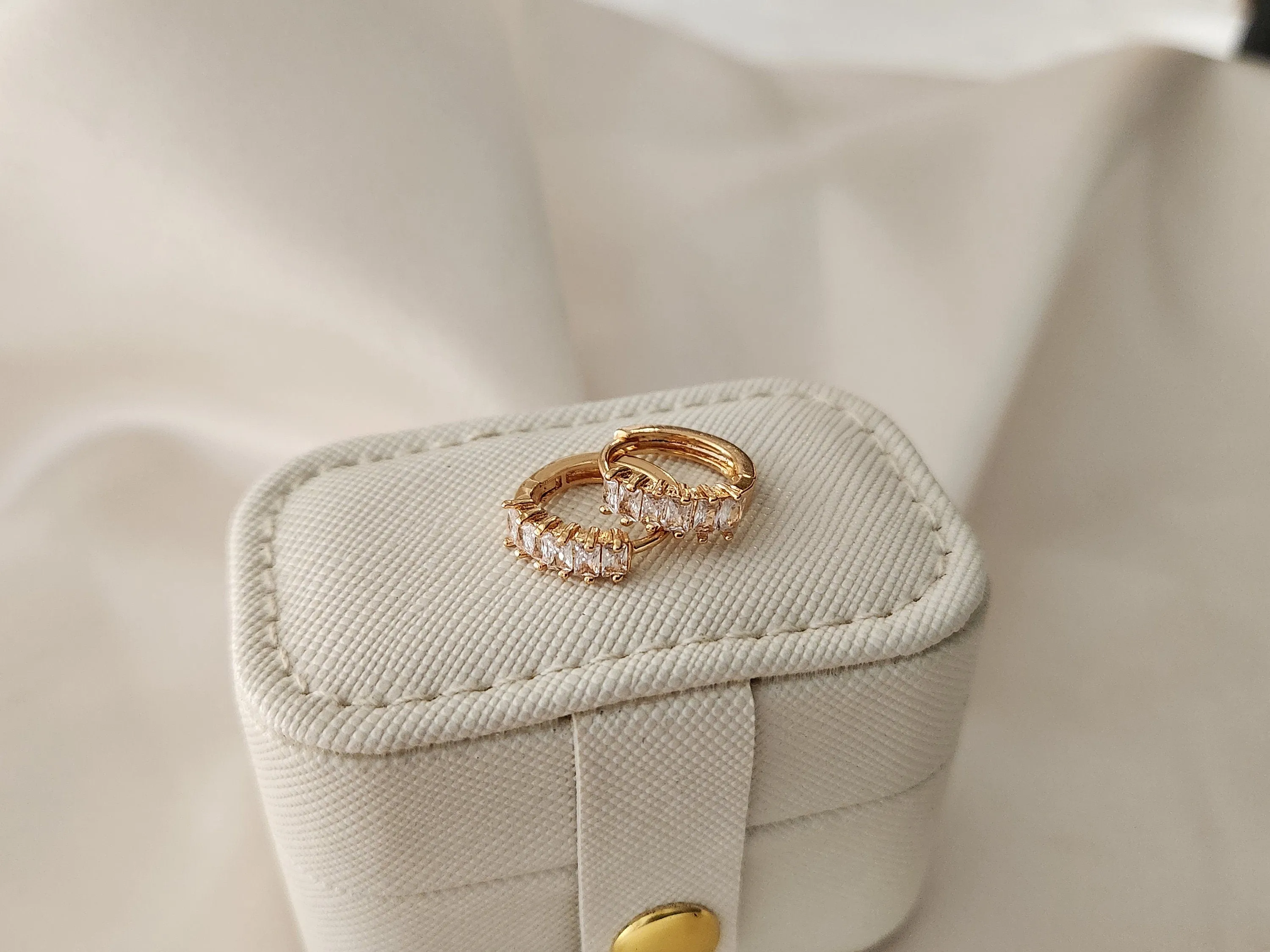 Gold Filled  Hoop CZ  Earrings ,Minimalist Jewelry, Birthday Gift.