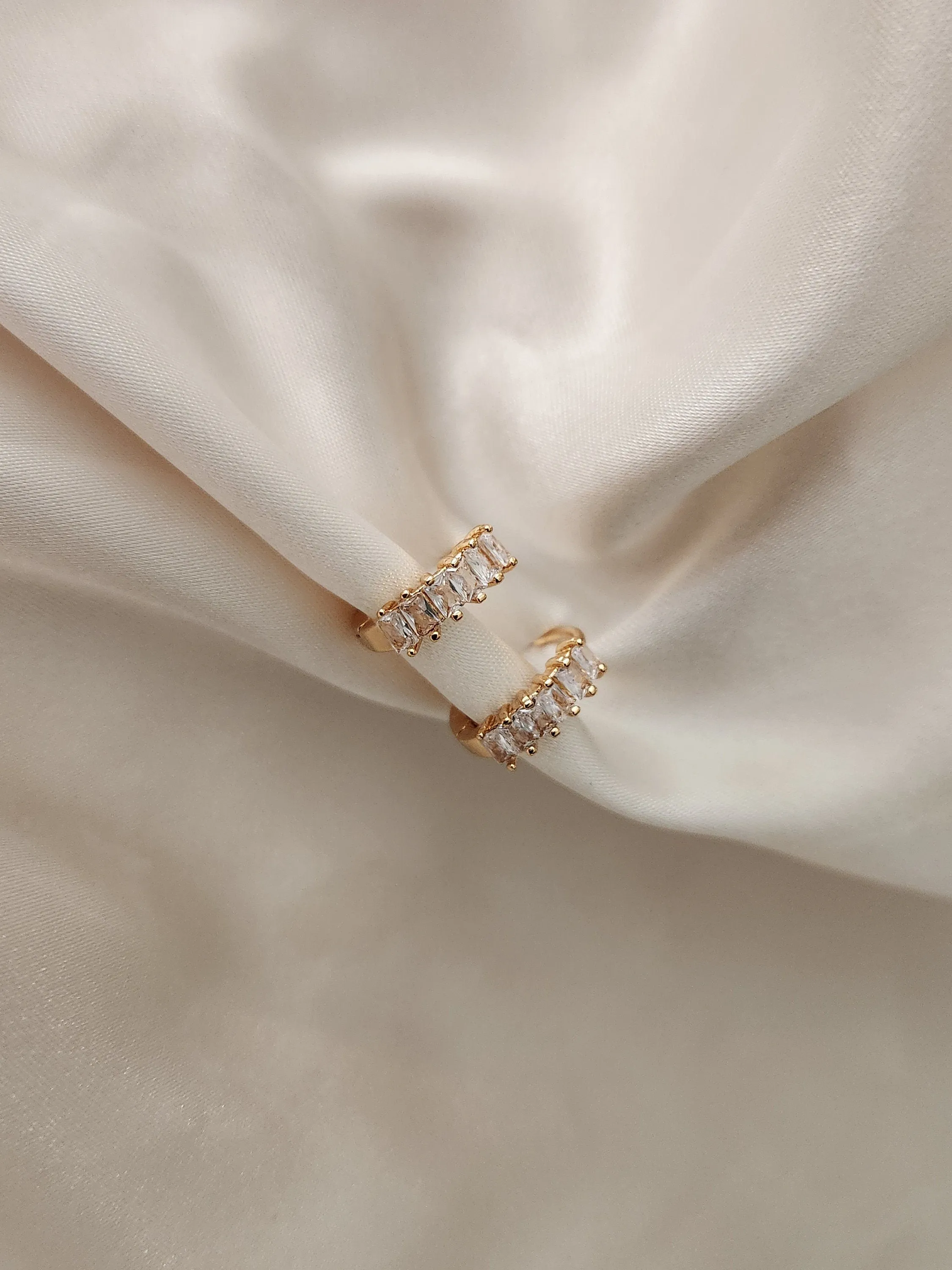Gold Filled  Hoop CZ  Earrings ,Minimalist Jewelry, Birthday Gift.