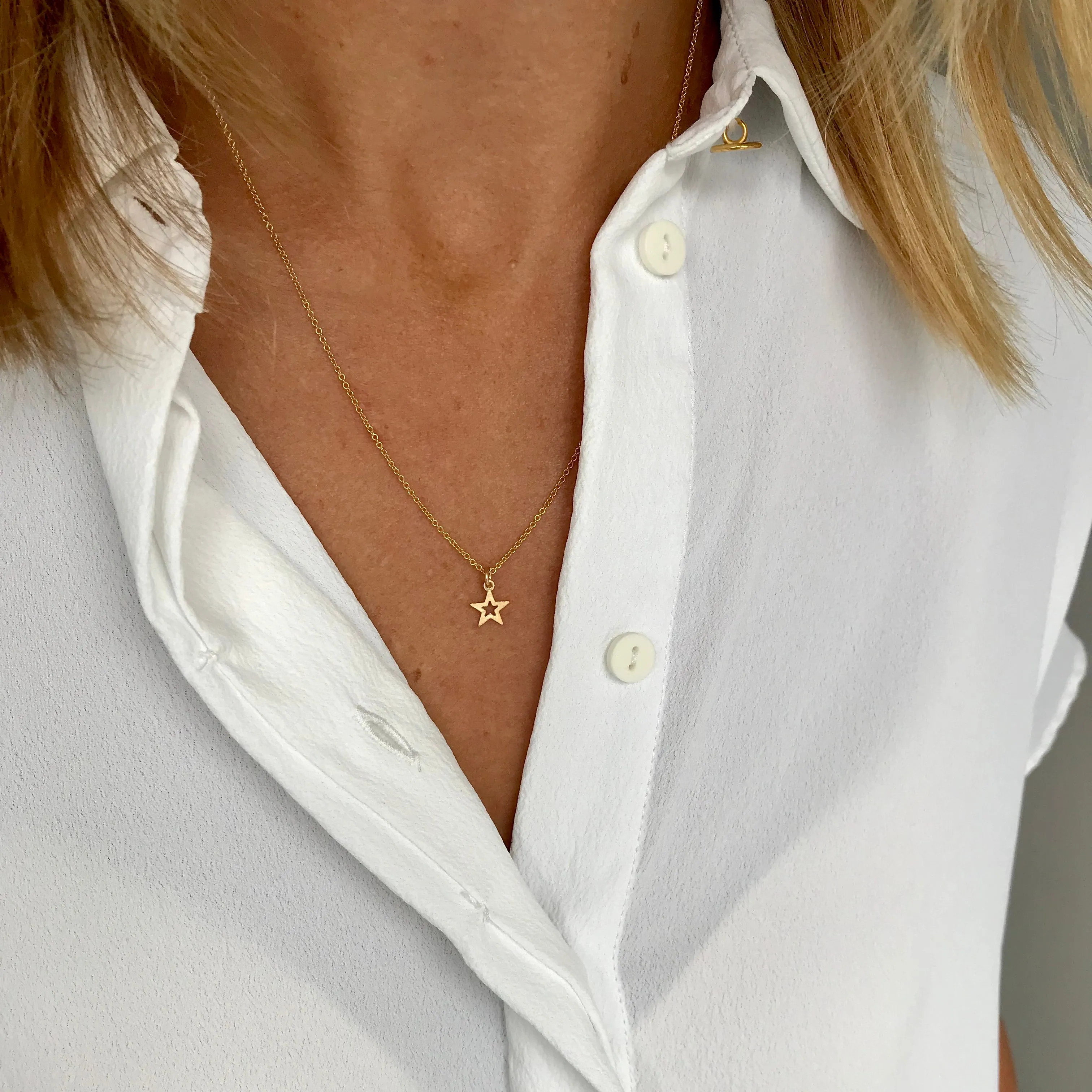 Gold Mini Open Star Necklace