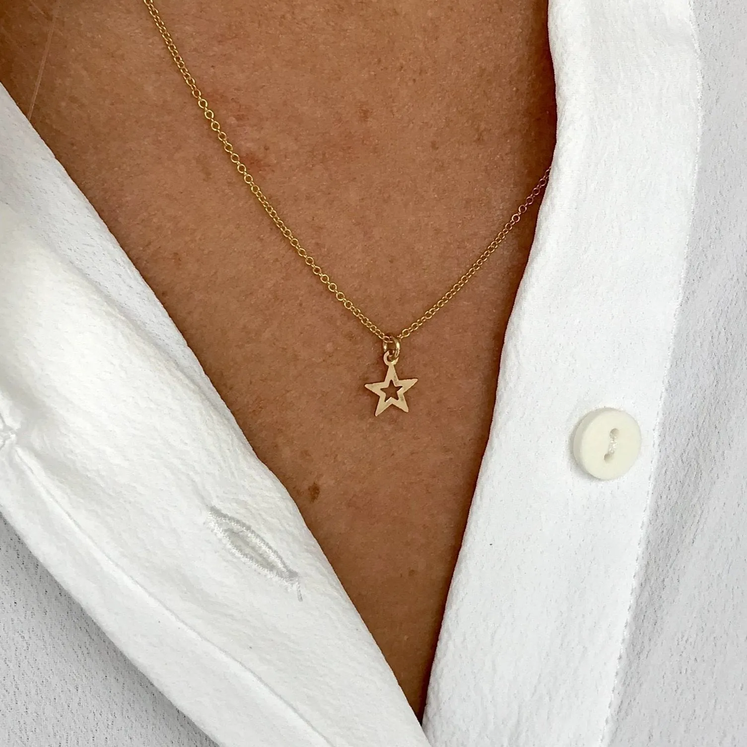 Gold Mini Open Star Necklace