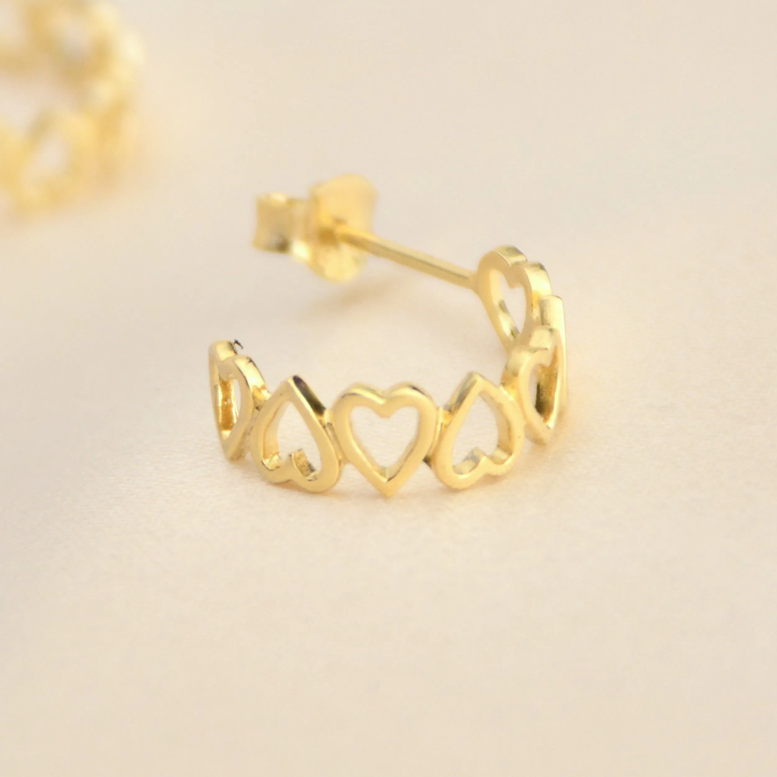 Gold Open Heart Hoop Earrings