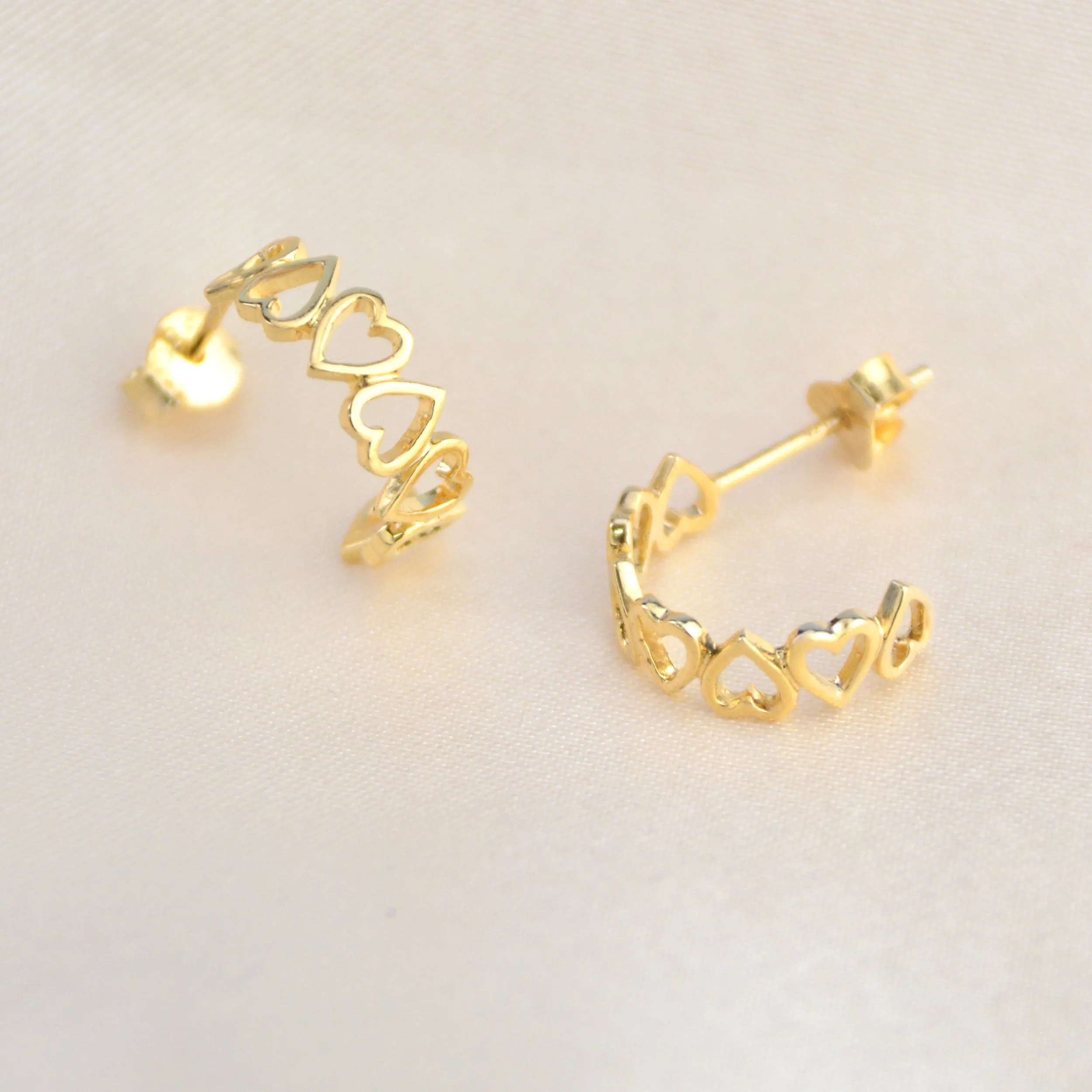 Gold Open Heart Hoop Earrings