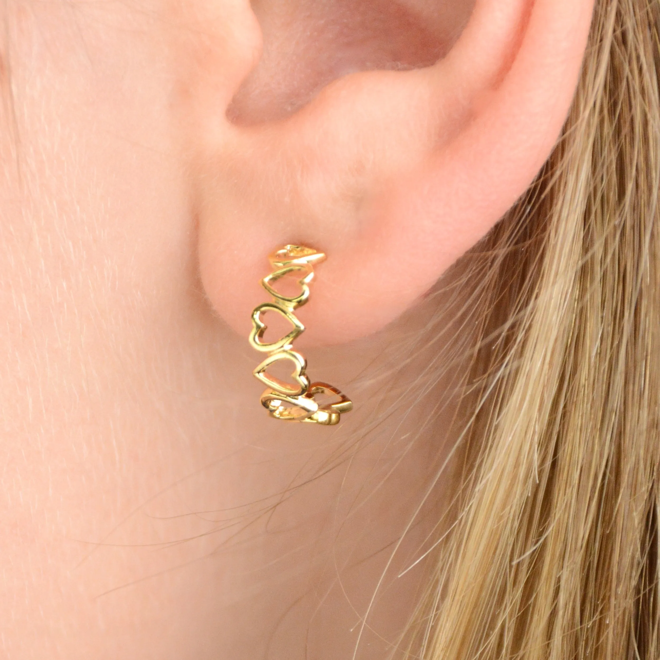 Gold Open Heart Hoop Earrings