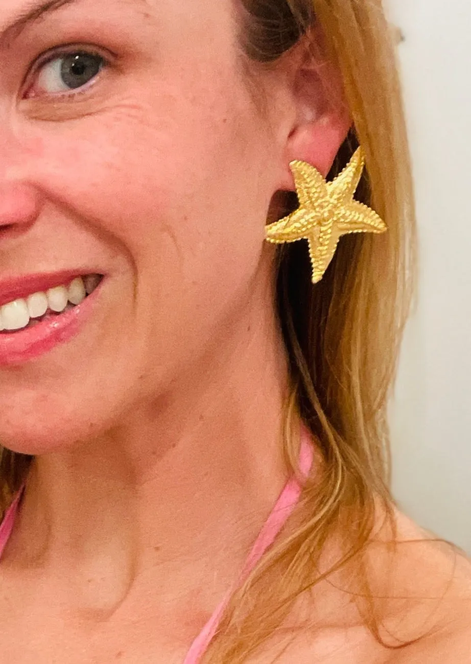 Gold Starfish Studs