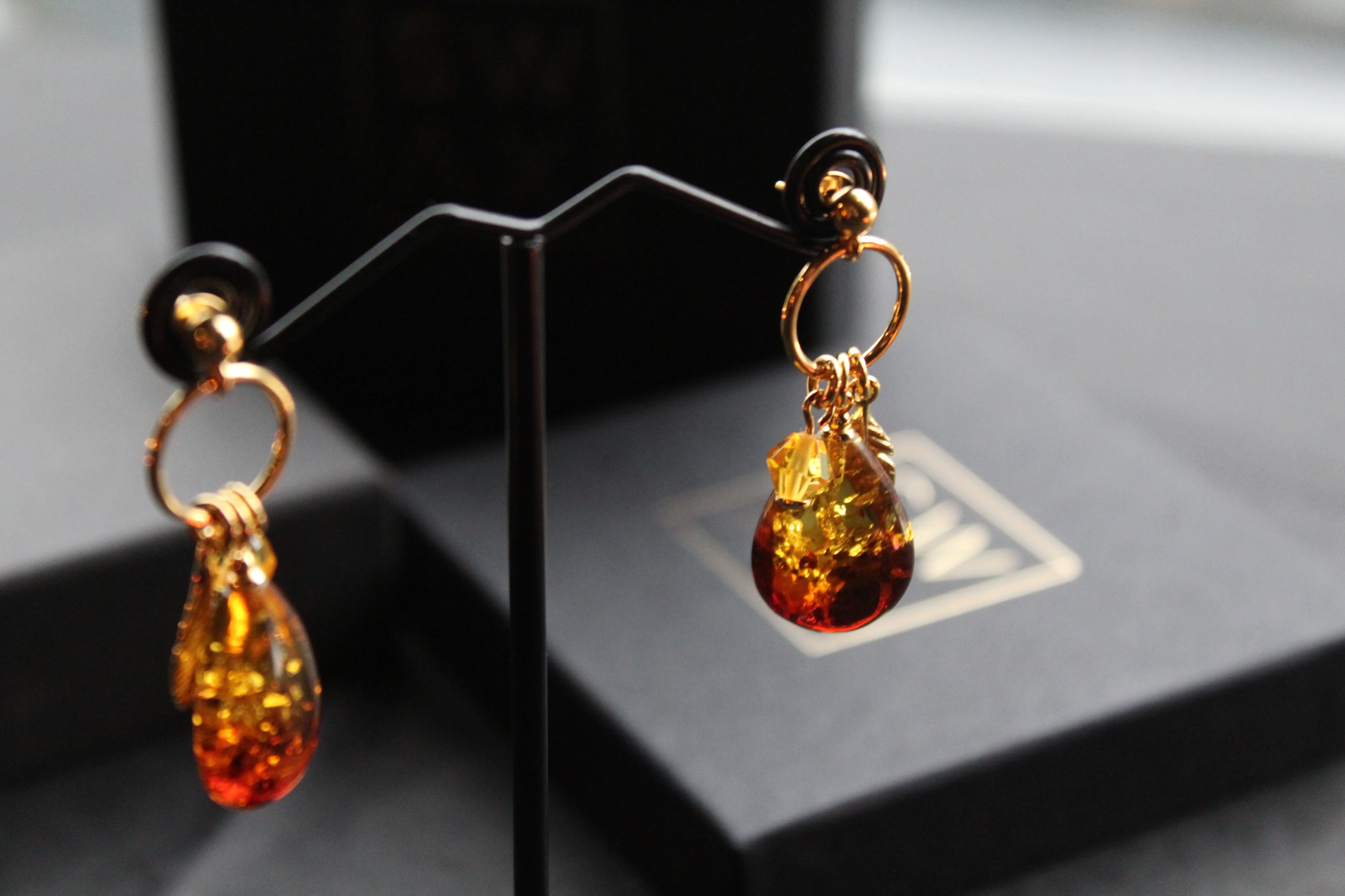 Gold Vermeil Ombre Amber Drop Earrings