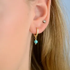 Gold Vermeil Turquoise Dangle Huggie Earrings