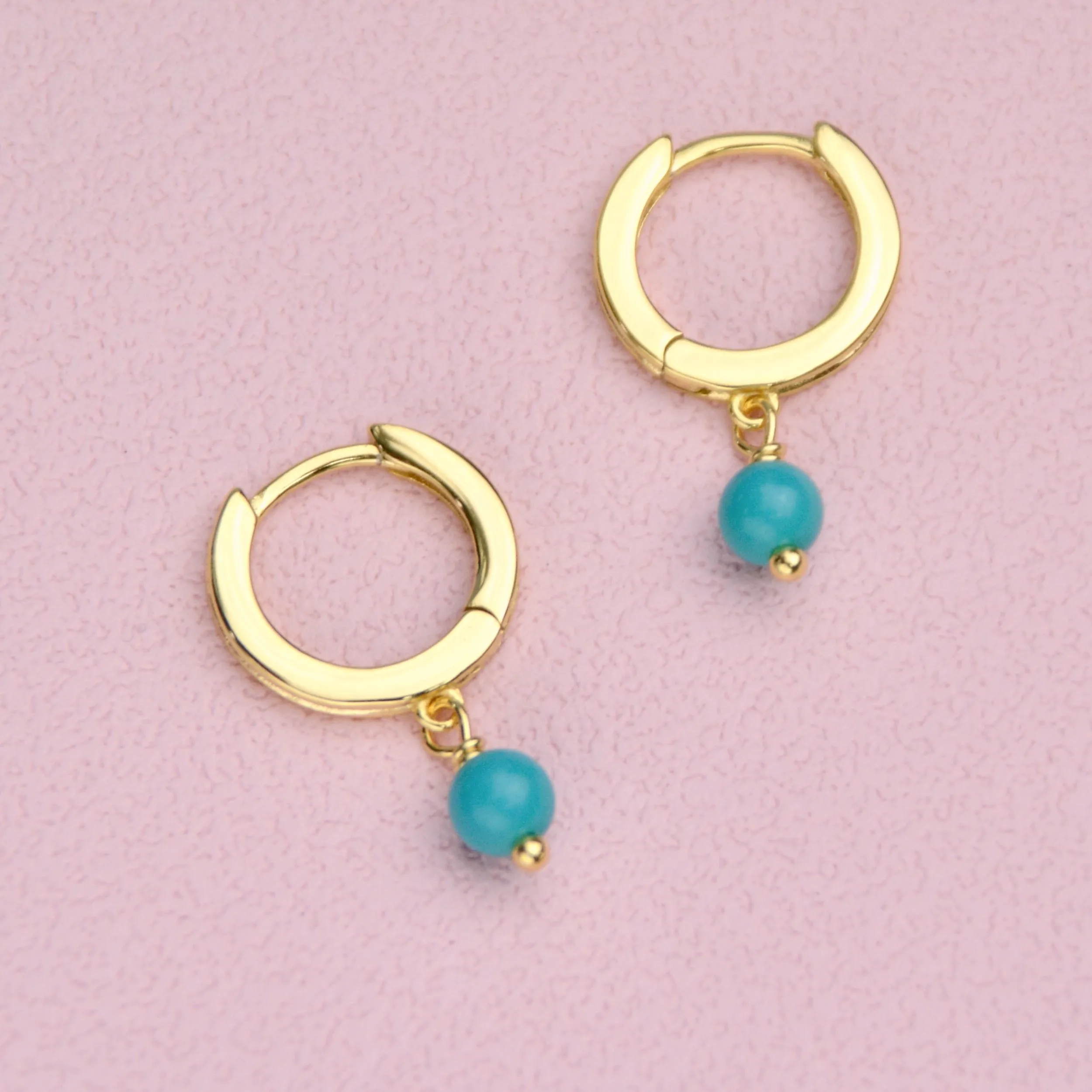 Gold Vermeil Turquoise Dangle Huggie Earrings