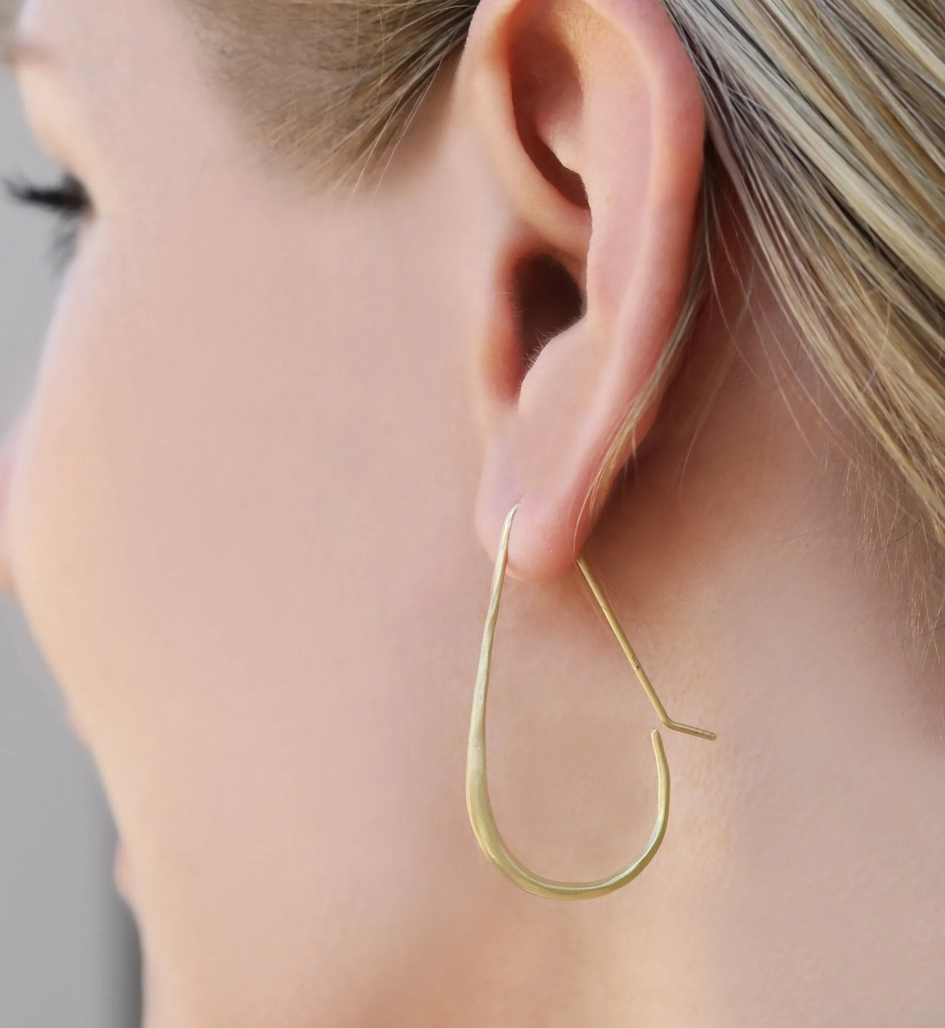 Gold Vintage Elongated Hoop Earrings