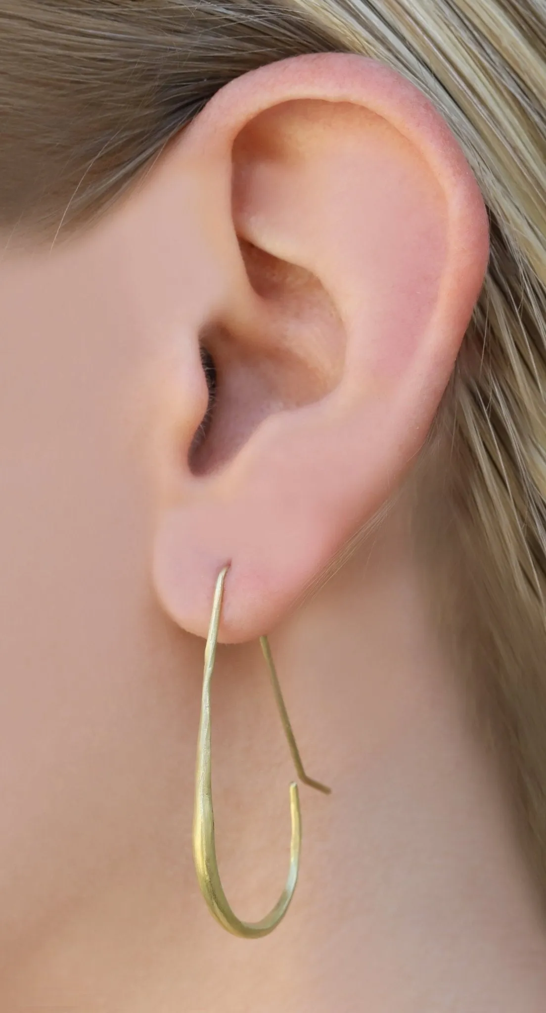 Gold Vintage Elongated Hoop Earrings