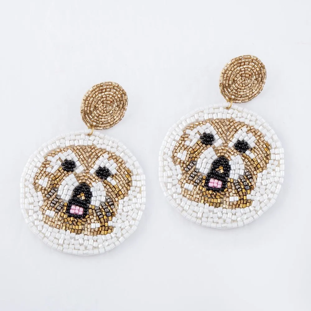 Golden Doodle Seed Beaded Dangle Earrings S