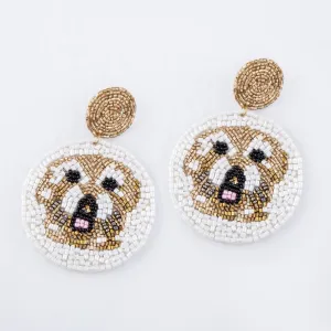Golden Doodle Seed Beaded Dangle Earrings S