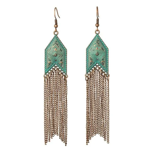 Golden Leaf Dangle Drop Earrings