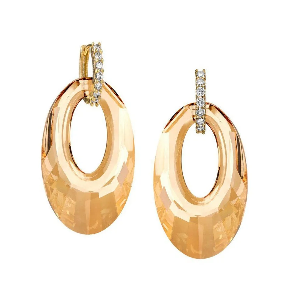 Golden Shadow Oval Drop Earrings