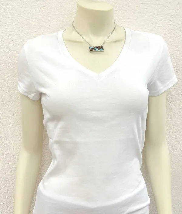 Granger Fashion Link Chain Turquoise Mix Bar Necklace & Earrings