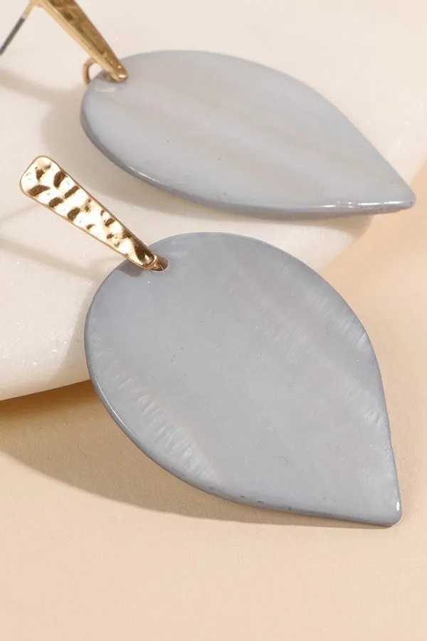 Gray Leaf Shaped Earrings