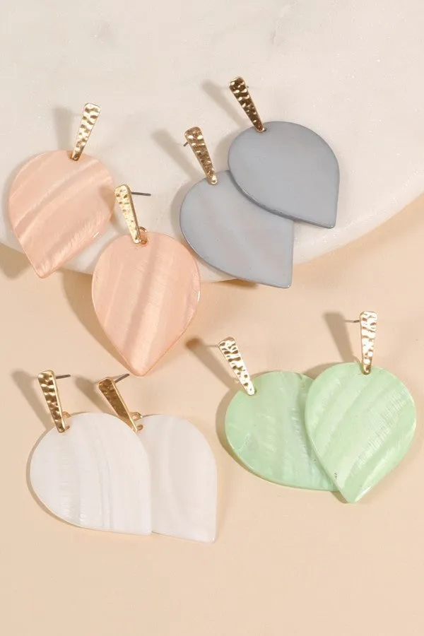 Gray Leaf Shaped Earrings