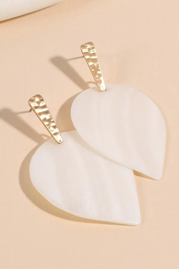Gray Leaf Shaped Earrings