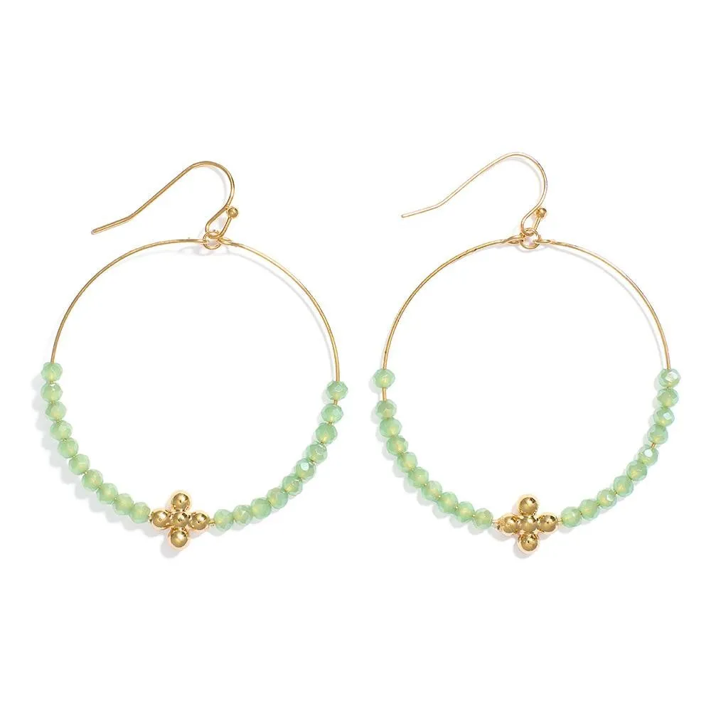 Green Beaded Drop Earrings