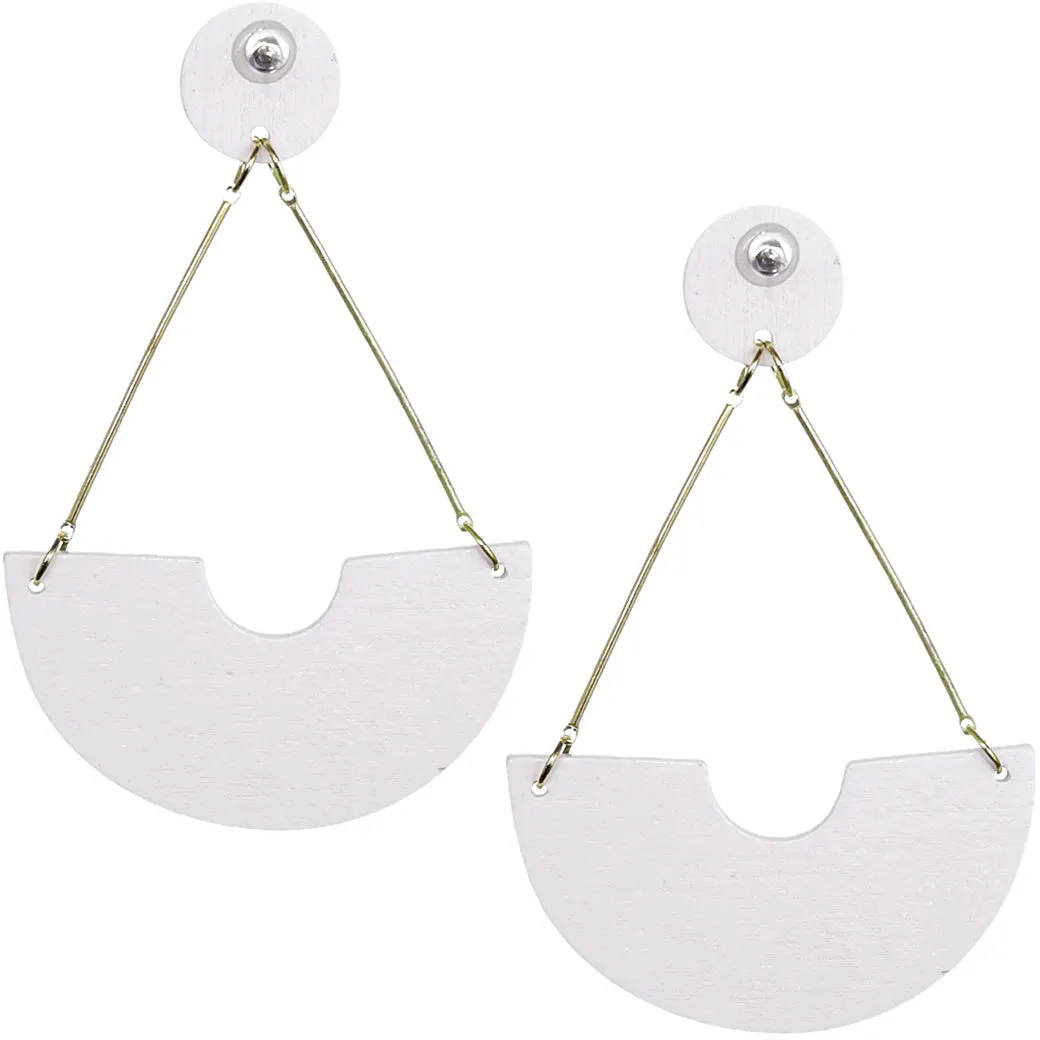 Green Crescent Triangular Shape Post Earrings