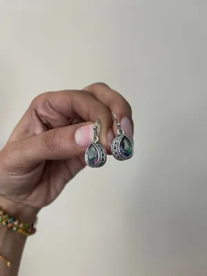 green crystal earrings ,long Vitrail Green silver earrings , green purple crystal earrings, rhinestone earrings sparkling small teardrop