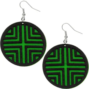 Green Double Wooden Chevron Earrings