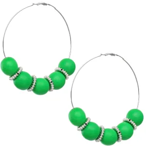 Green Large Spacer Wooden Hoop Earrings