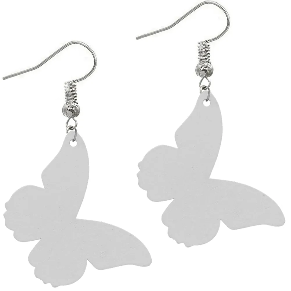 Green Multicolor Butterfly Wooden Mini Earrings